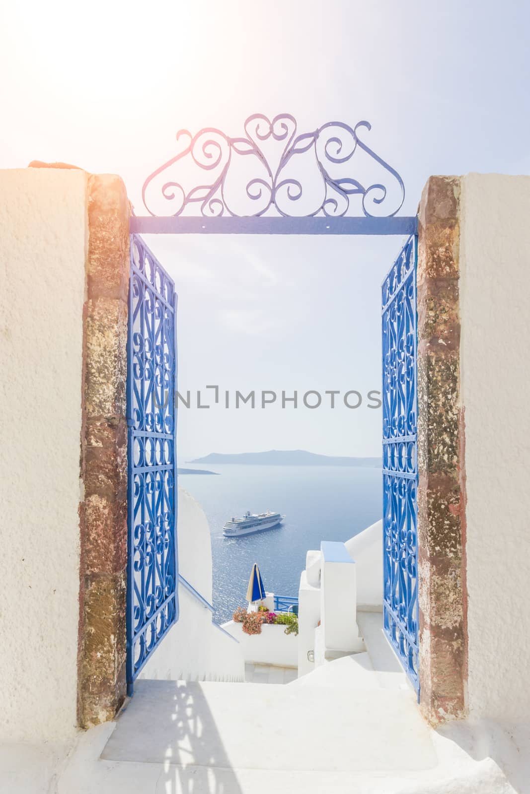 View on Fira in Santorini Greece