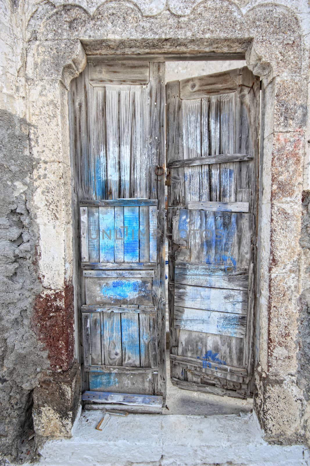 Old door on Santorini island, Greece