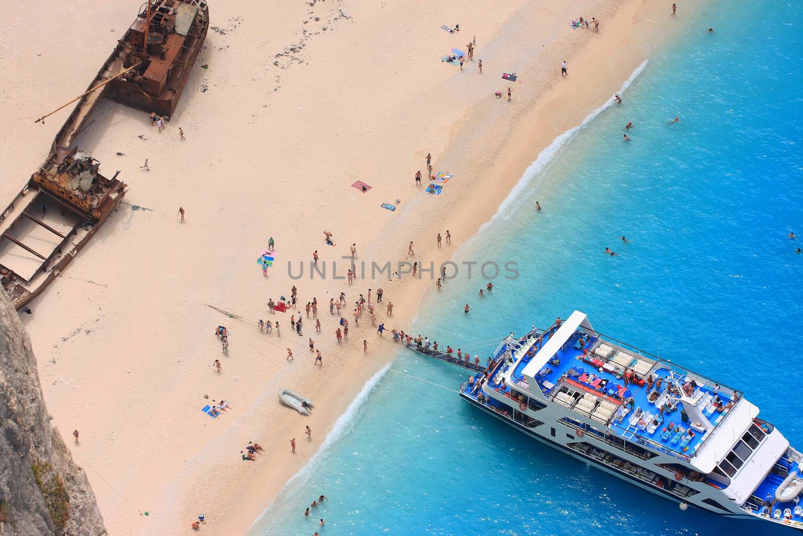 The world famous beach Navagio in Zakynthos, Greece
