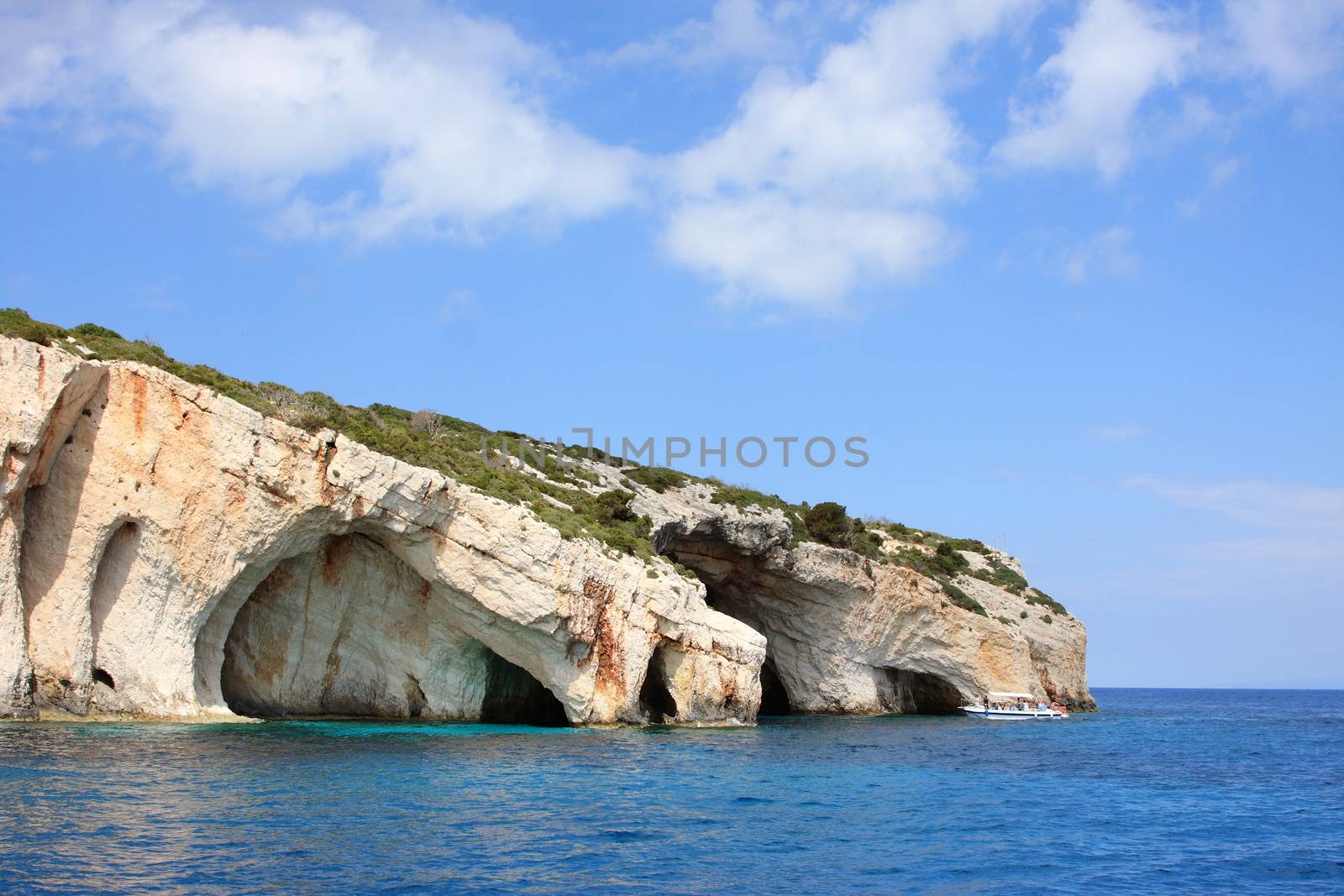 Blue caves on Zakynthos island, Greece