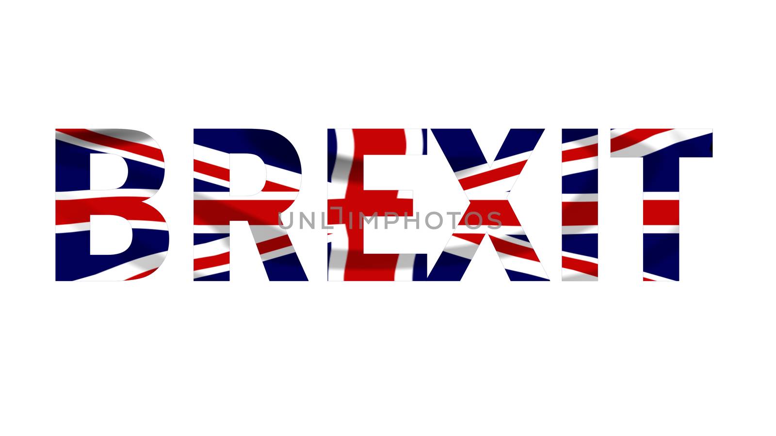 Brexit text in the colours of the Union Jack flag