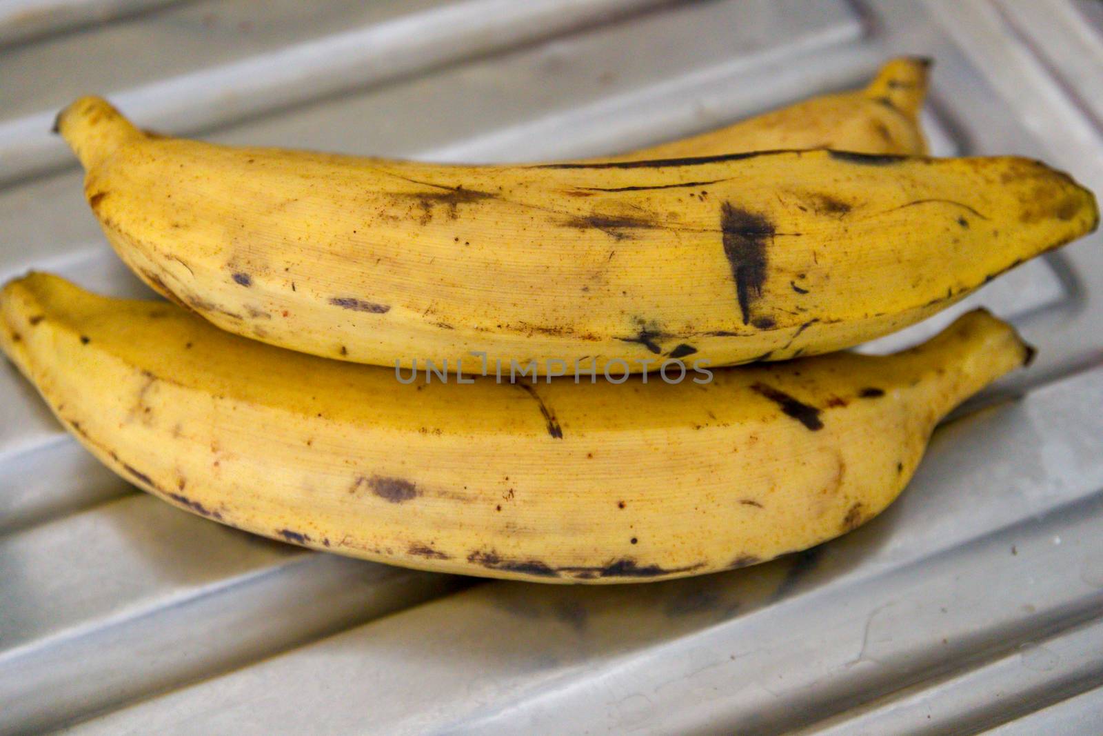 Three plantain on a metallic background