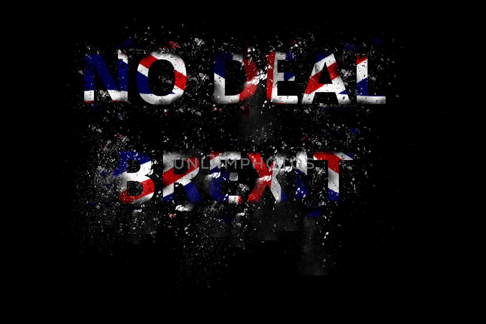 Exploding No Deal Brexit Text in Union Jack colours by magicbones
