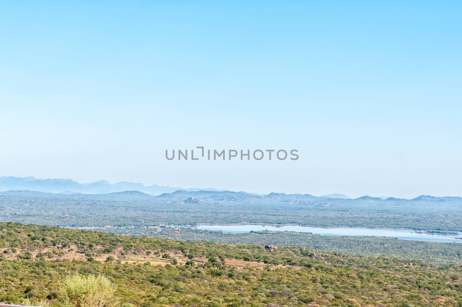 The Calueque Dam in Angola is visible from road C46 in Namibia