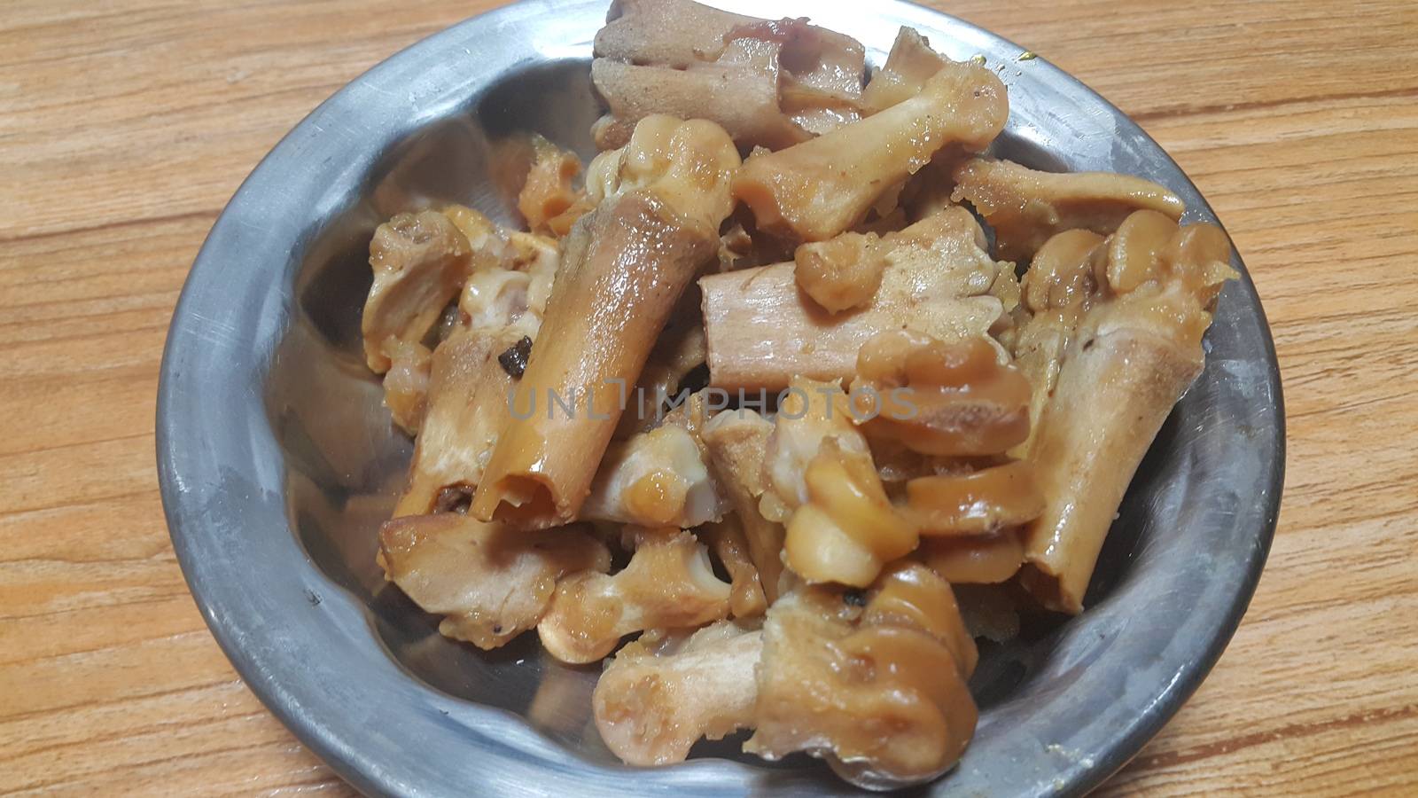 Bones left from siri paaye or paya dish. This dish is popular in Pakistan and Bangladesh