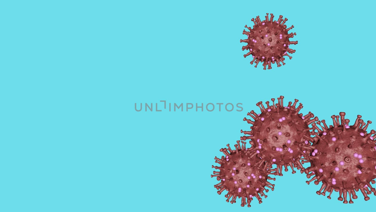 3D illustration of a virus particle. Closeup of a virus structure against clear background with copy space for text