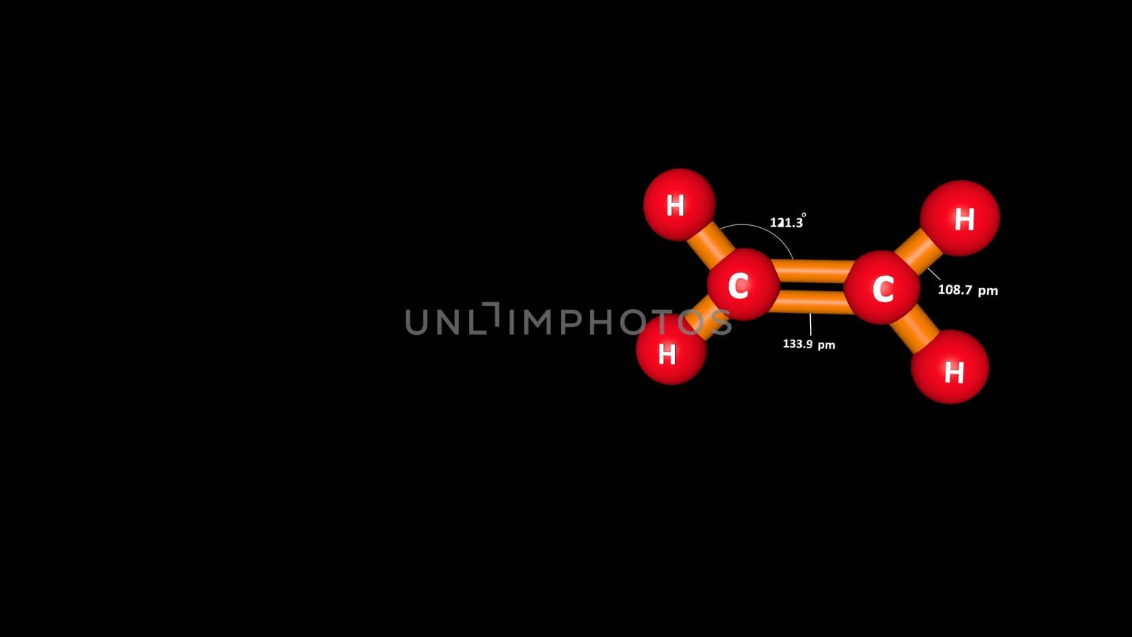 3d illustration of molecule model. Science background with chemical formulas against colored background