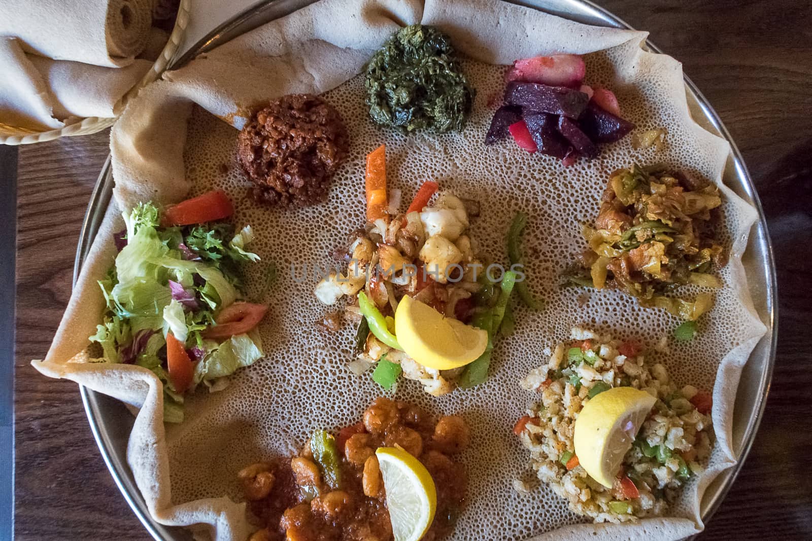 Injera and Toppings by magicbones