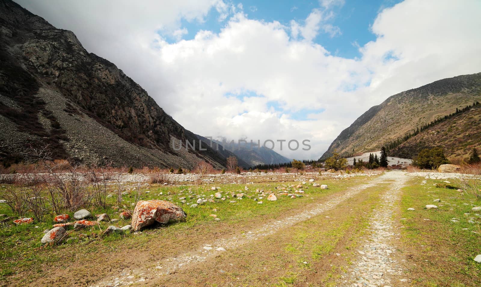 Beautiful mountain landscape. Suusamyr Valley, Kyrgyzstan. High quality photo