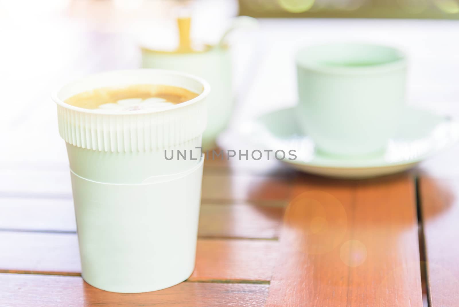 Paper cup of hot coffee for drink by rukawajung