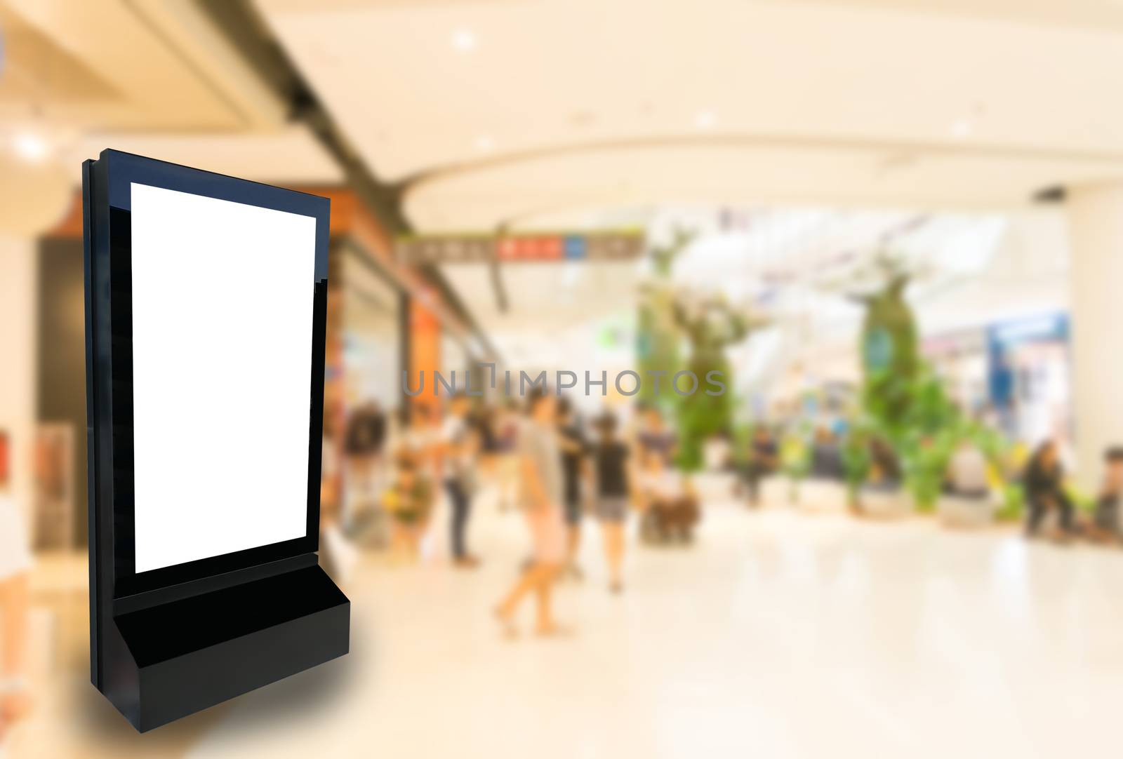 Marketing and advertisement concept digital signage billboard or advertising light box for your text message or media content in department store shopping mall