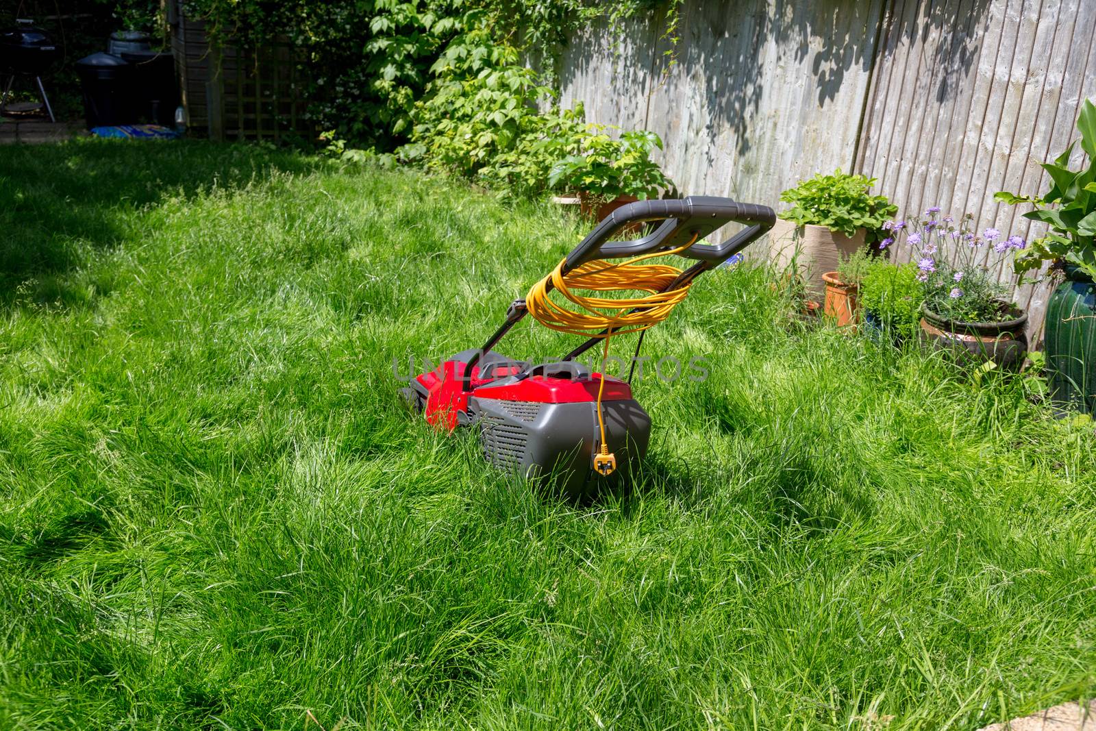 Lawnmower on a lawn of long grass by magicbones