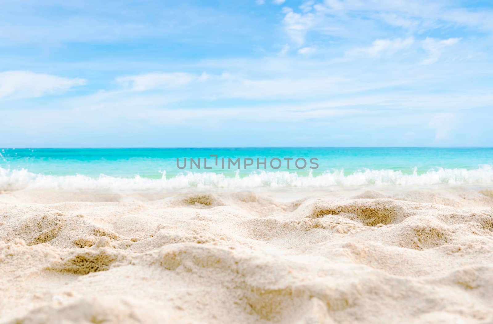 Beach and sea clear water of holiday relax summer by sompongtom