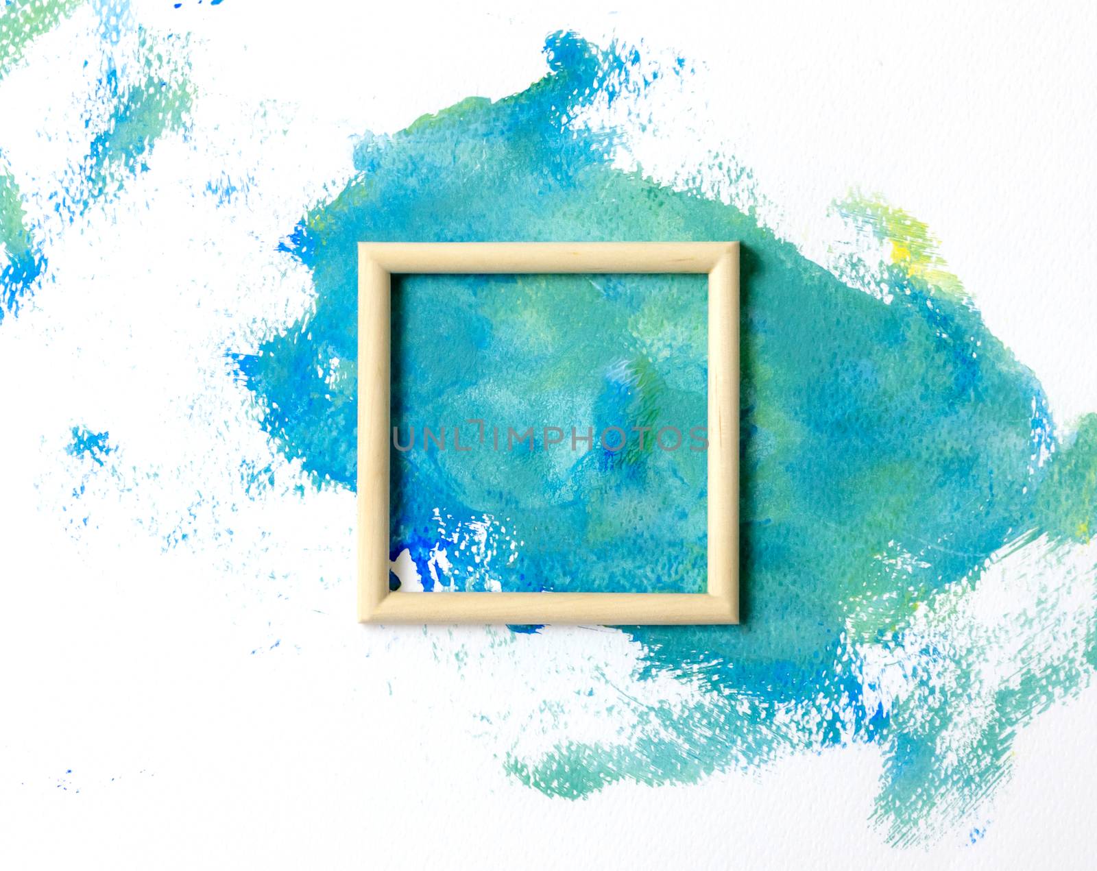 Watercolor beautiful background with wood frame by sompongtom