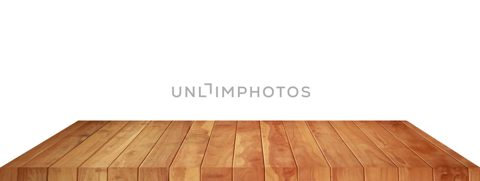 Empty brown wood floor object on a white background by sompongtom