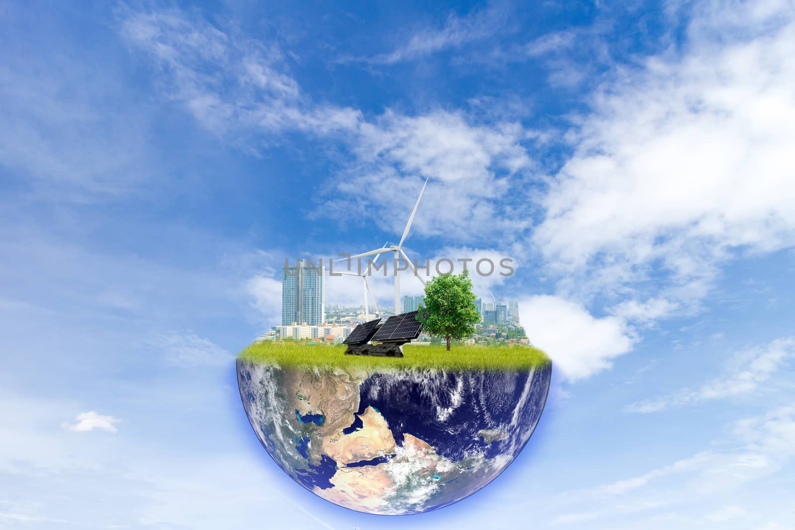 Clean energy on earth of Elements of this image furnished by NASA. by sompongtom
