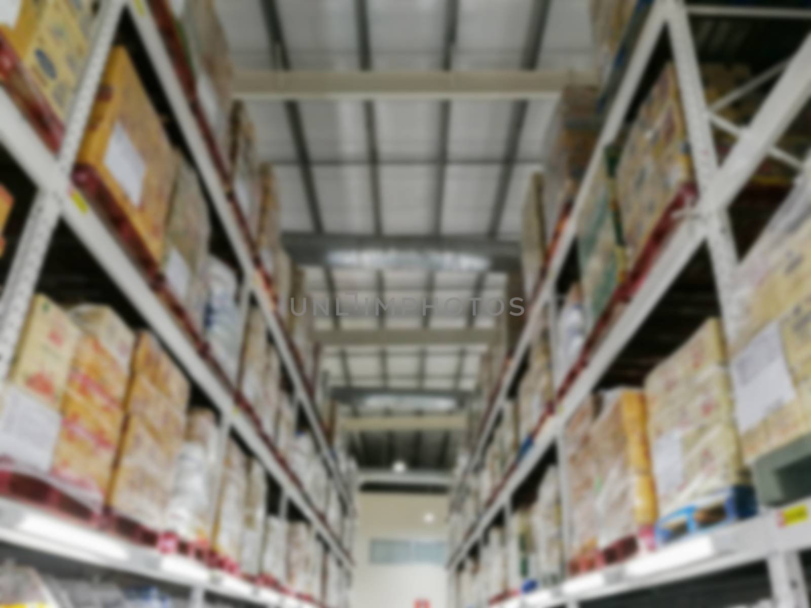 Warehouse storage of goods in warehouses, blurred images by sompongtom