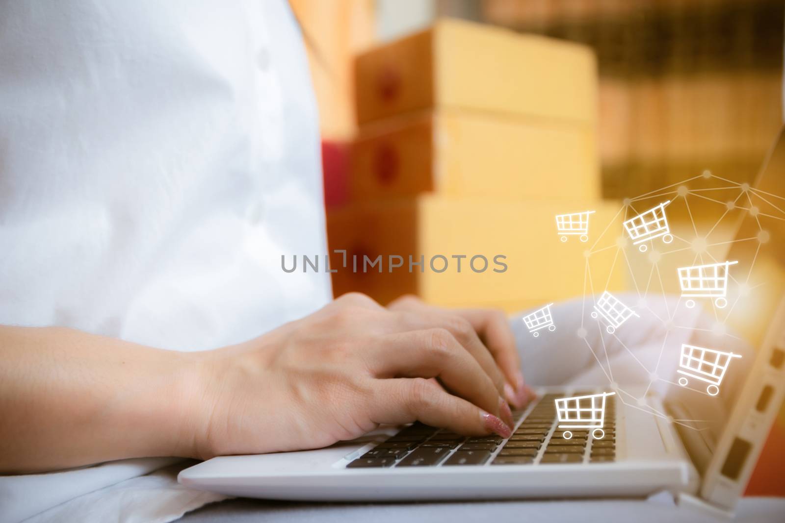 Online sales technology computer e-commerce business Internet Global Marketing by sompongtom