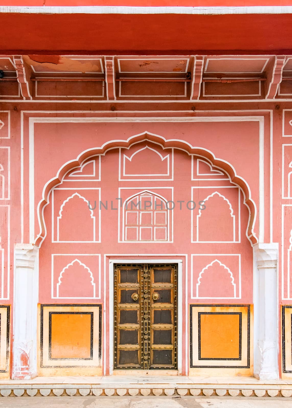 Jaipur city palace in Jaipur city, Rajasthan, India. An UNESCO world heritage know as beautiful pink color architectural elements. A famous destination in India.