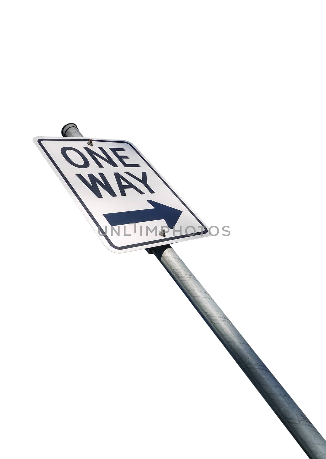 One way road sign isolated on white background