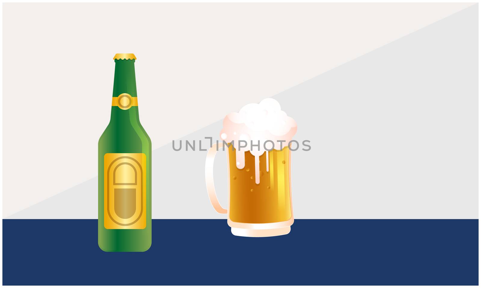 mock up illustration of beer bottle and mug by aanavcreationsplus