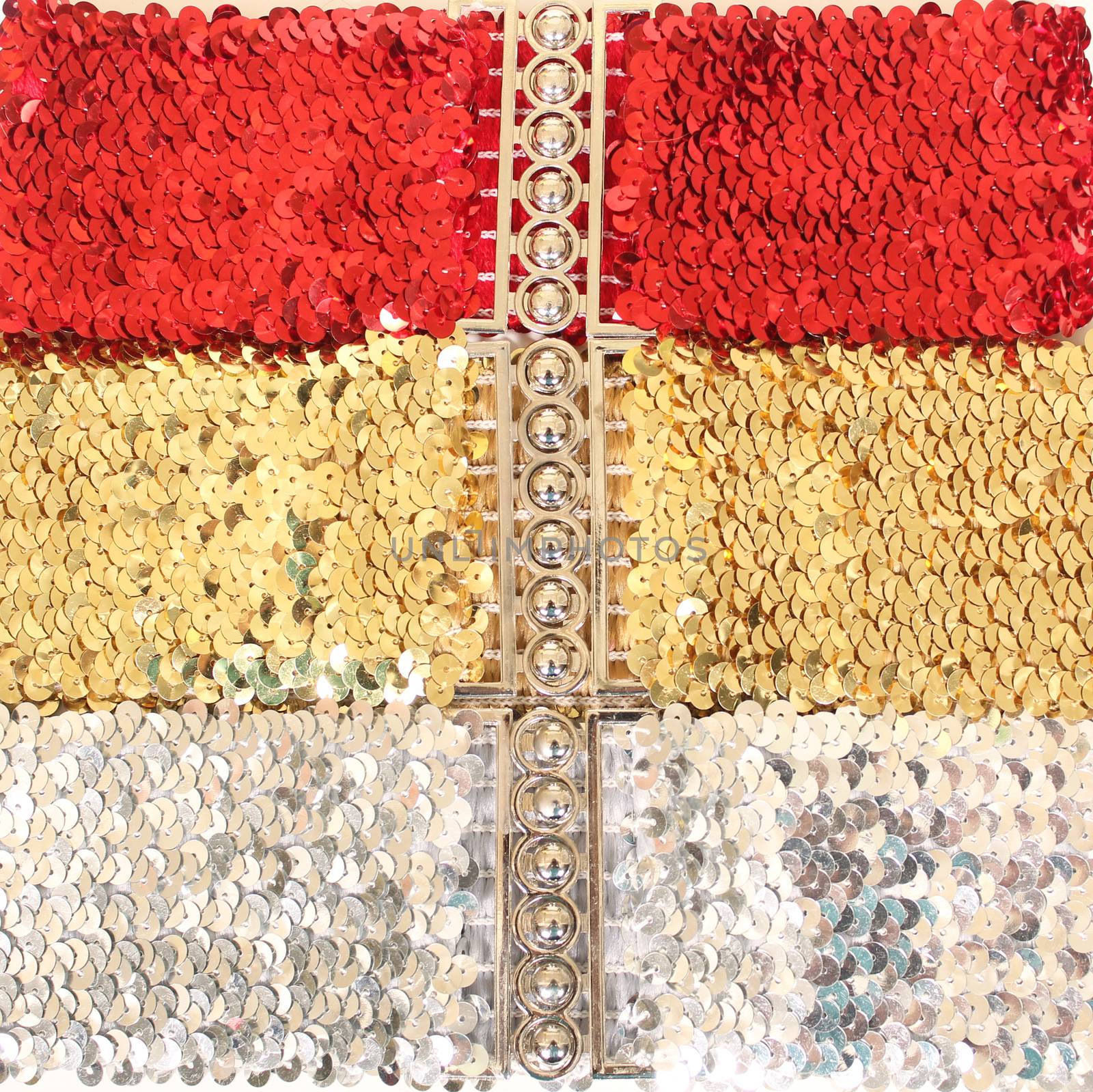 Vintage Belts With Sequins Red, Gold and Silver