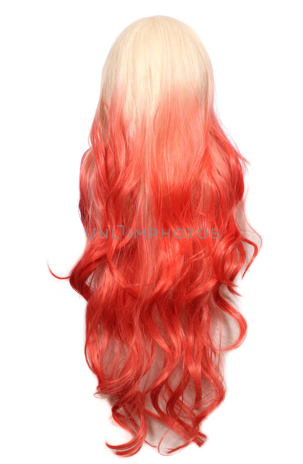 Blond and Orange Ombre Wig on Mannequin by Marti157900