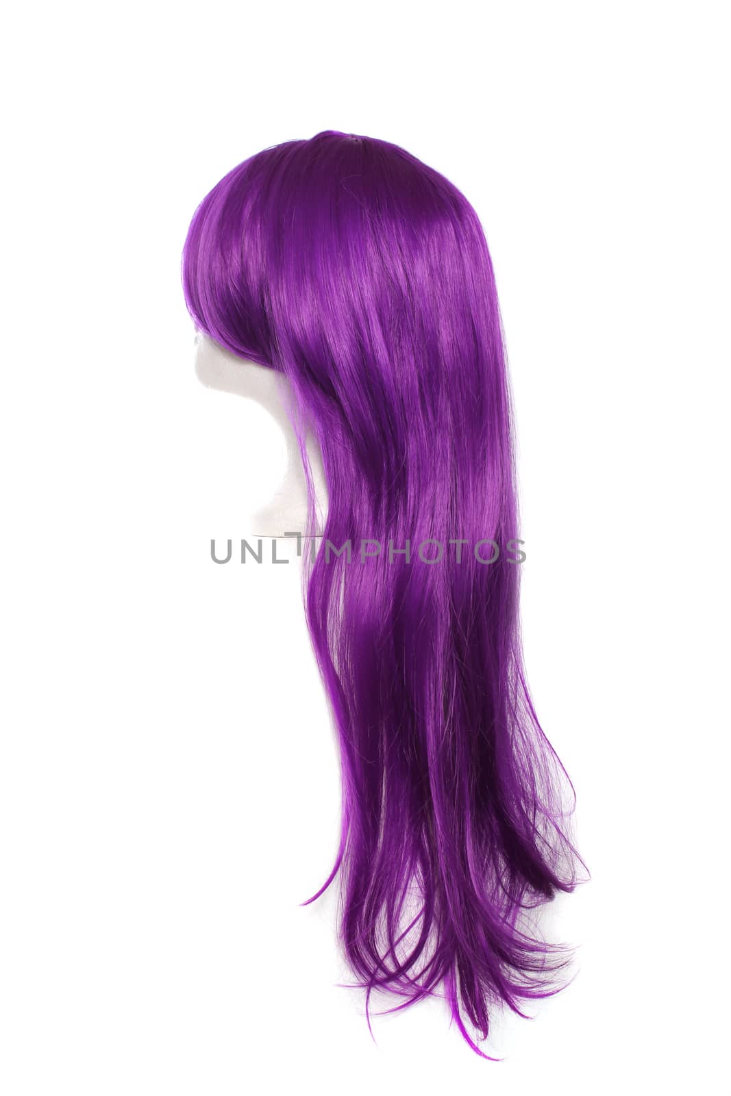 Purple Anime Style Wig on White Background