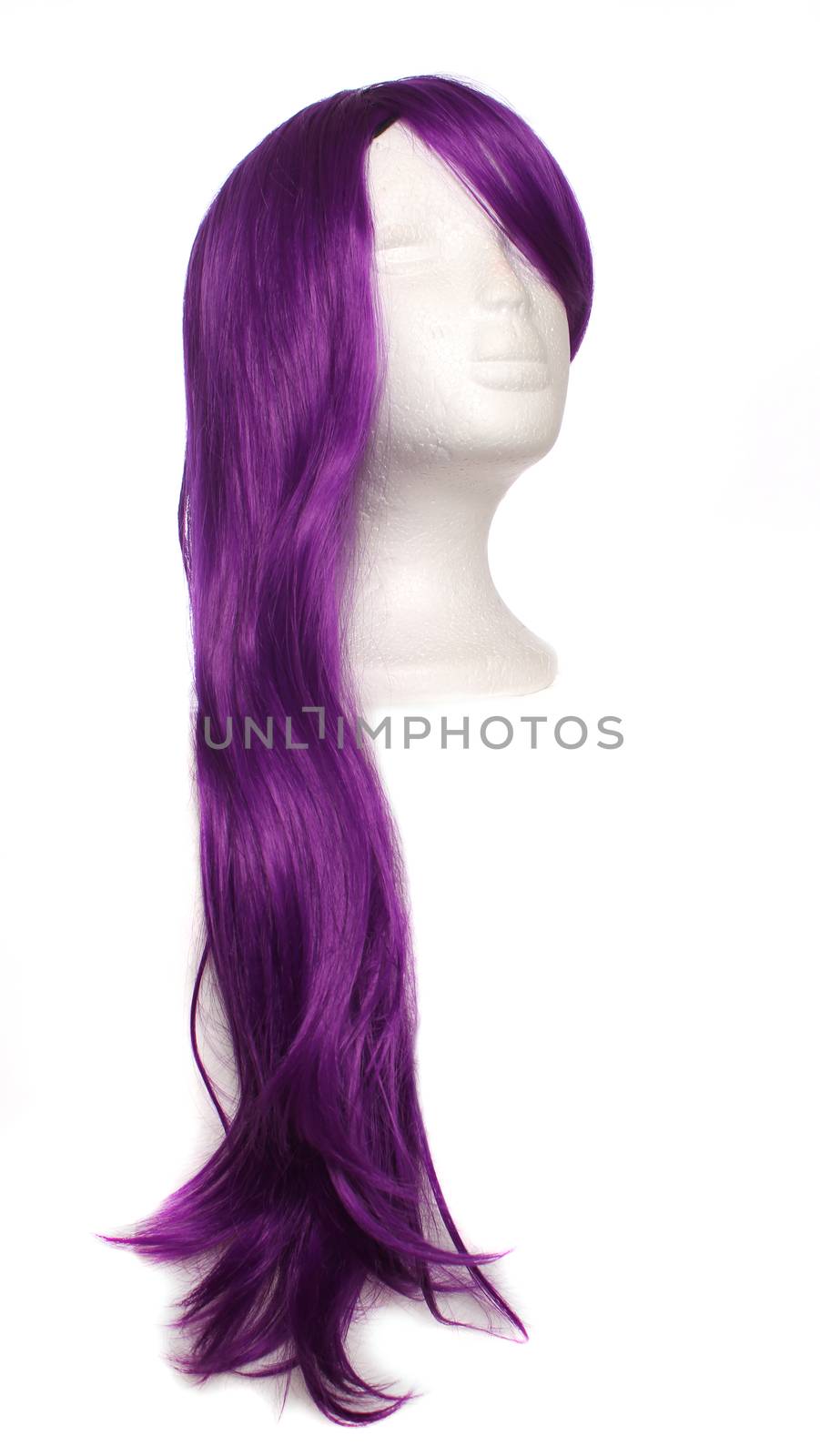 Purple Anime Style Wig on White Background