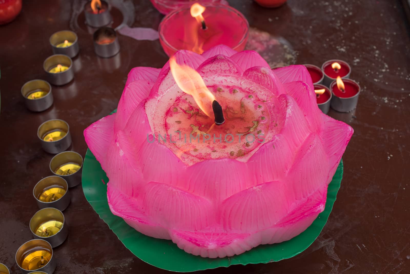 Lotus candles in a buddhist Temple, Chengdu, China