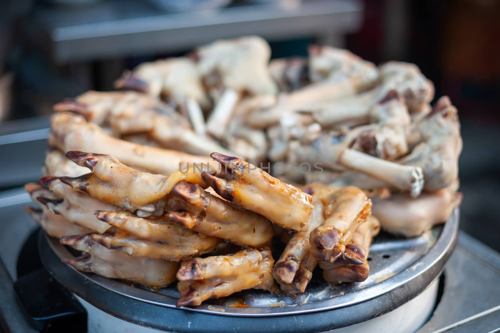 Cooked sheep's hooves in a street market in Xi'an, Shaanxi province, China