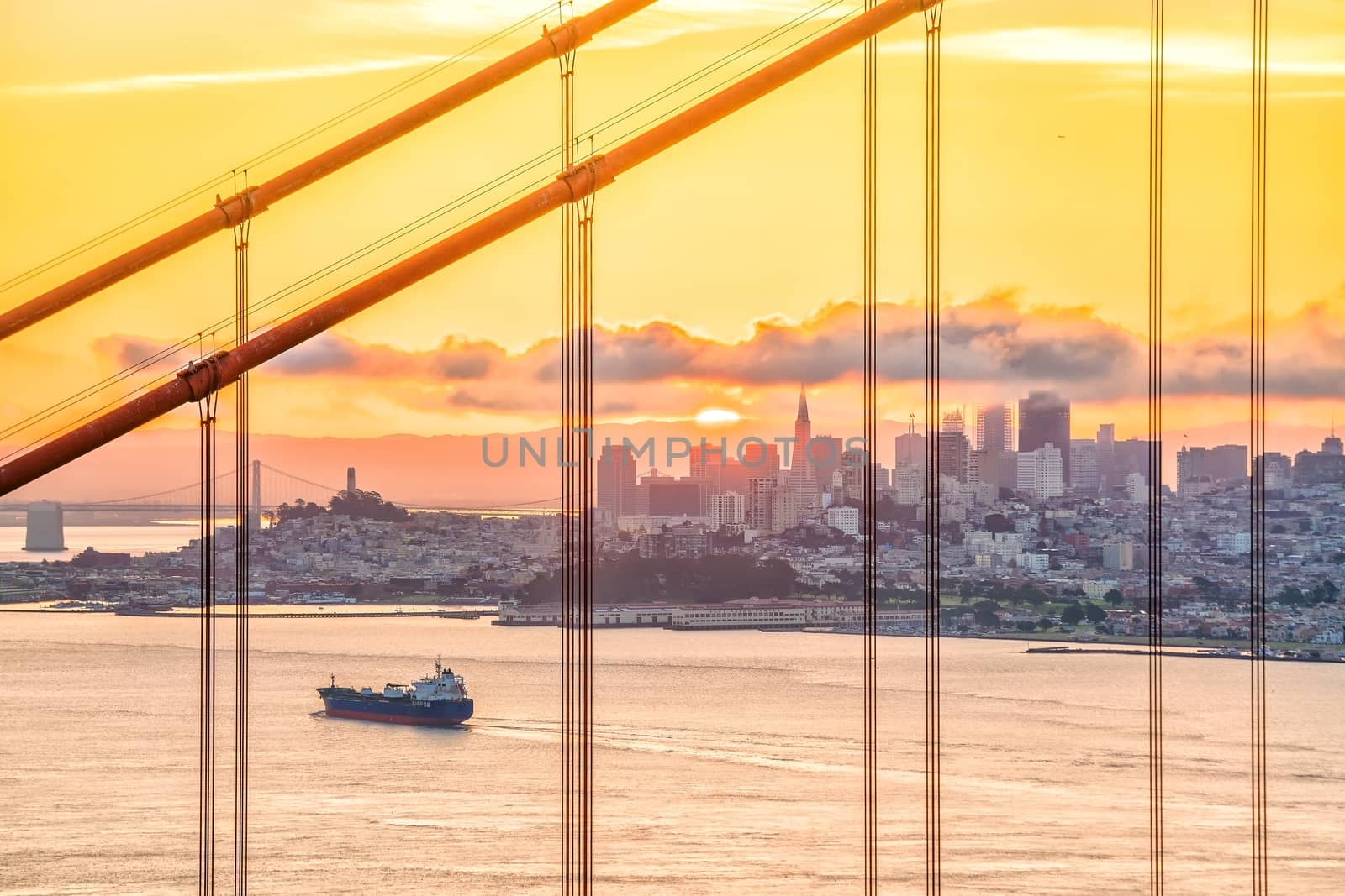 Famous Golden Gate Bridge, San Francisco at sunset by f11photo