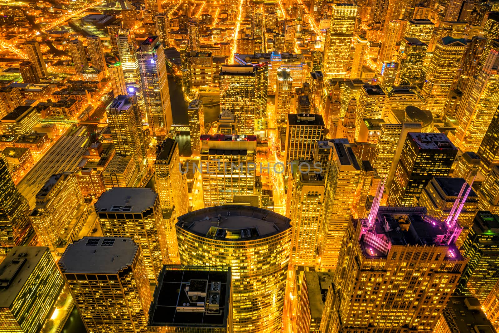 Downtown skyline of Chicago from top view in USA  by f11photo