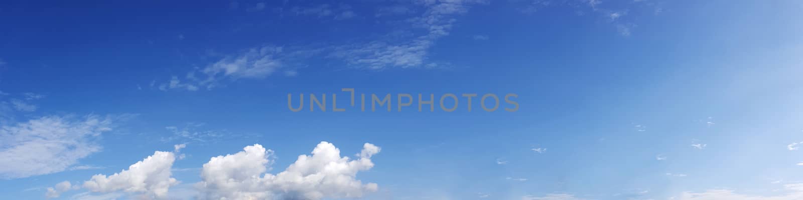 Vibrant color panoramic sky with cloud on a sunny day. Beautiful cirrus cloud.