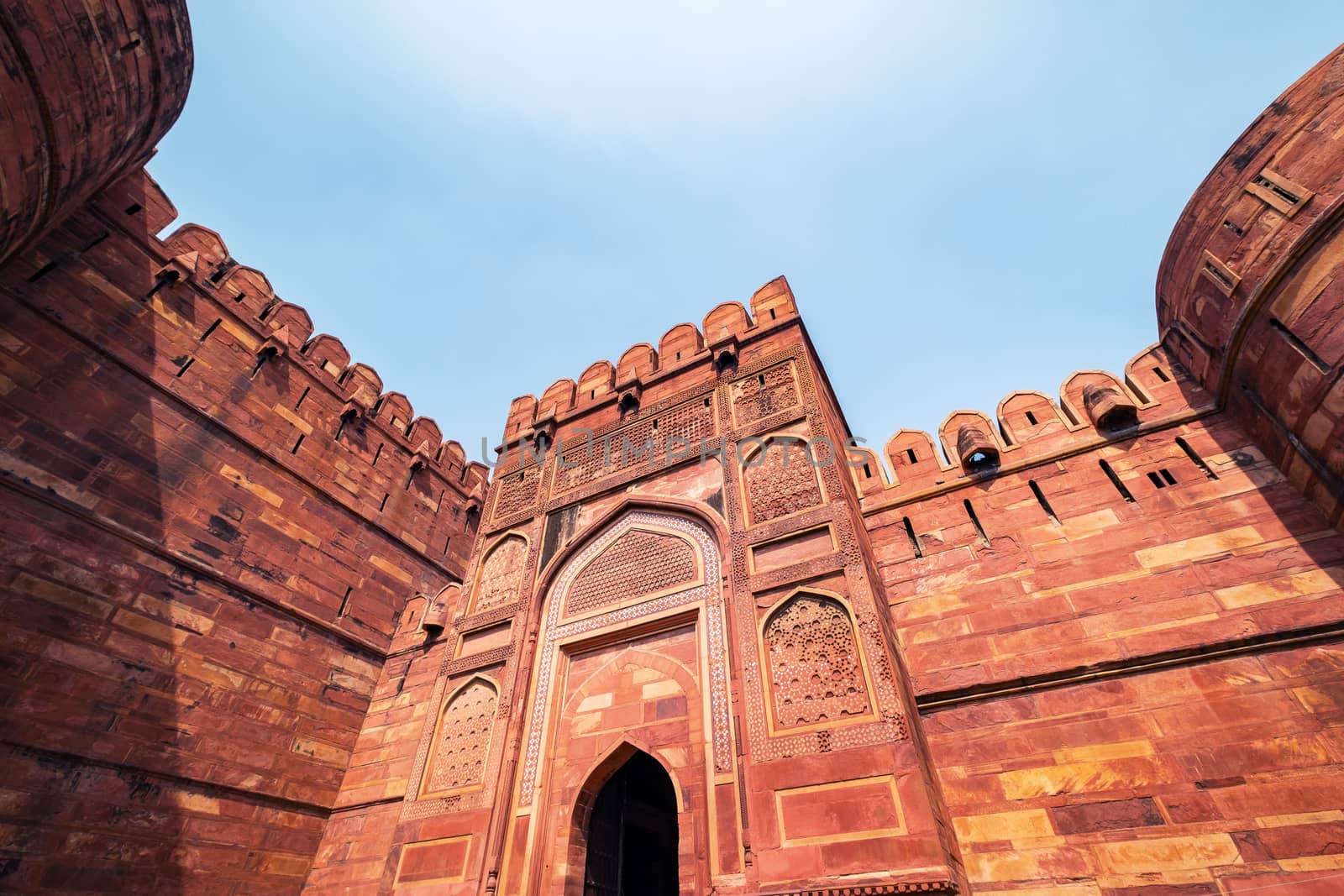 Agra Fort in Agra, Uttar Pradesh, India. UNESCO world heritage. Agra Fort designed and built by the great Mughal ruler Akbar, in about 1565 A.D.