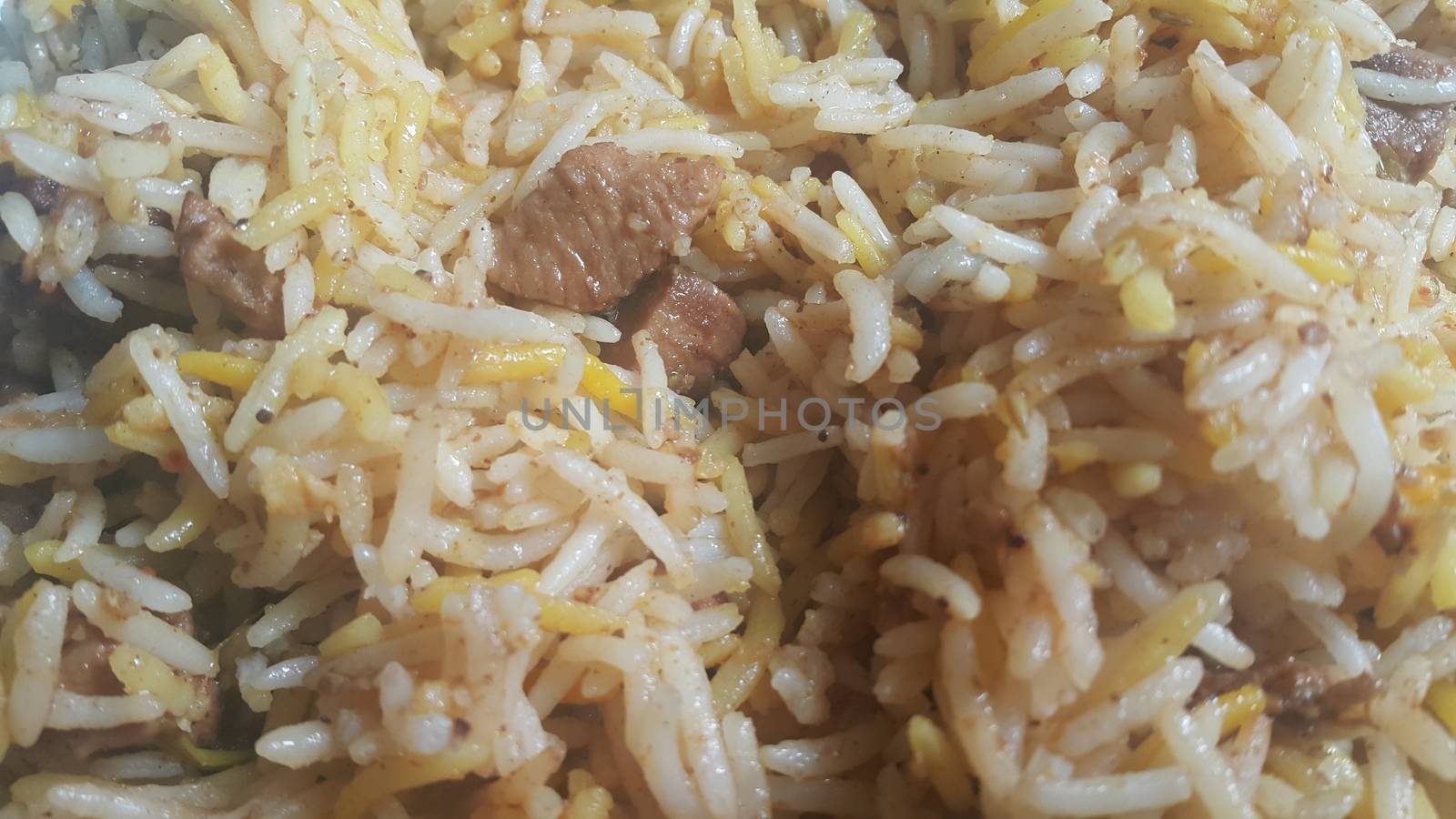 Traditional home made basmati rice pulao or pulav with chana, or vegetable rice dish