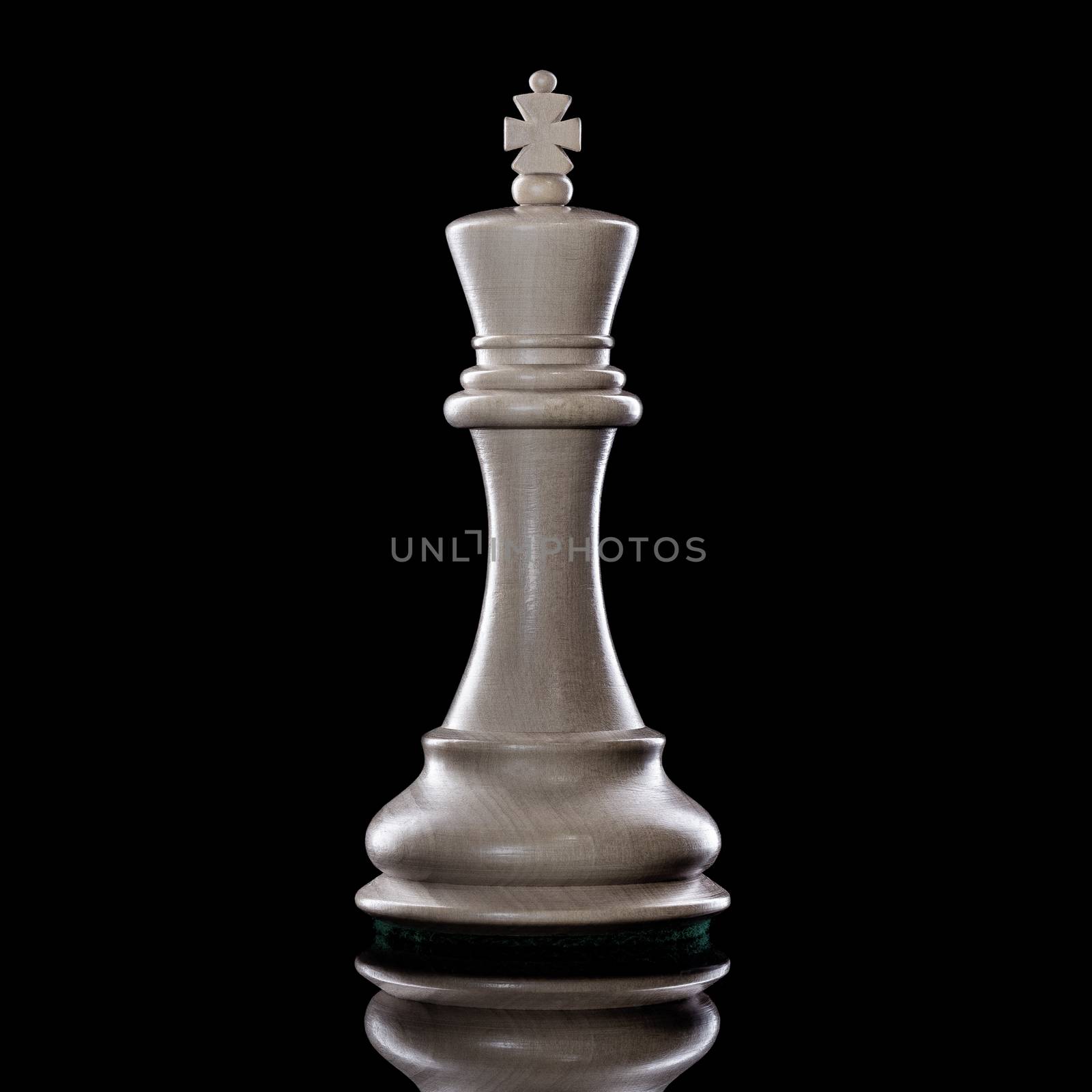Black and White King of chess setup on dark background. Leader a by kerdkanno
