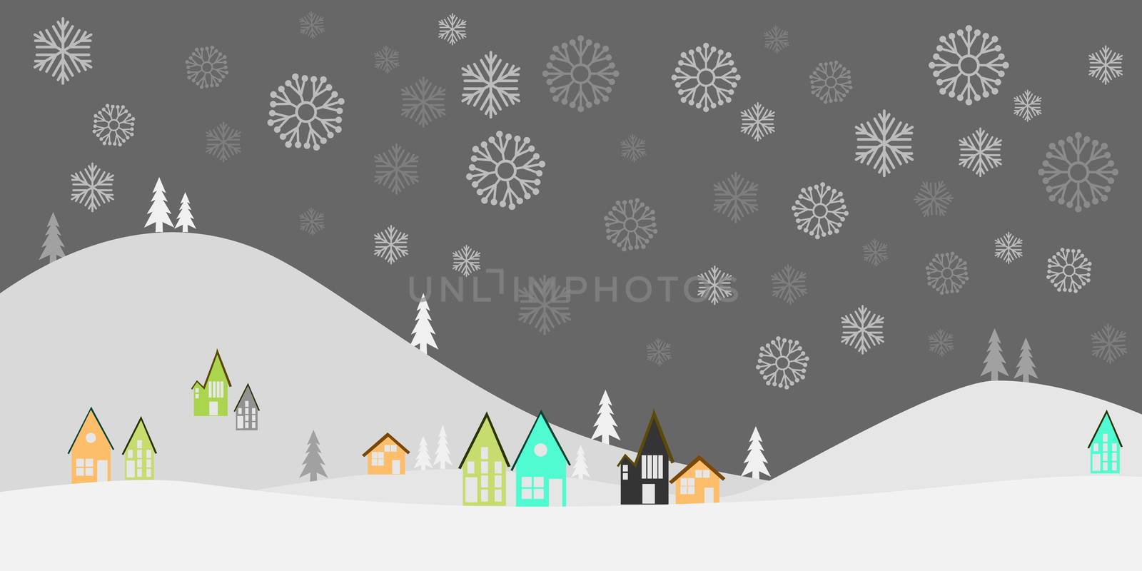 Merry Christmas and Happy New Year Landscape, 3D rendering