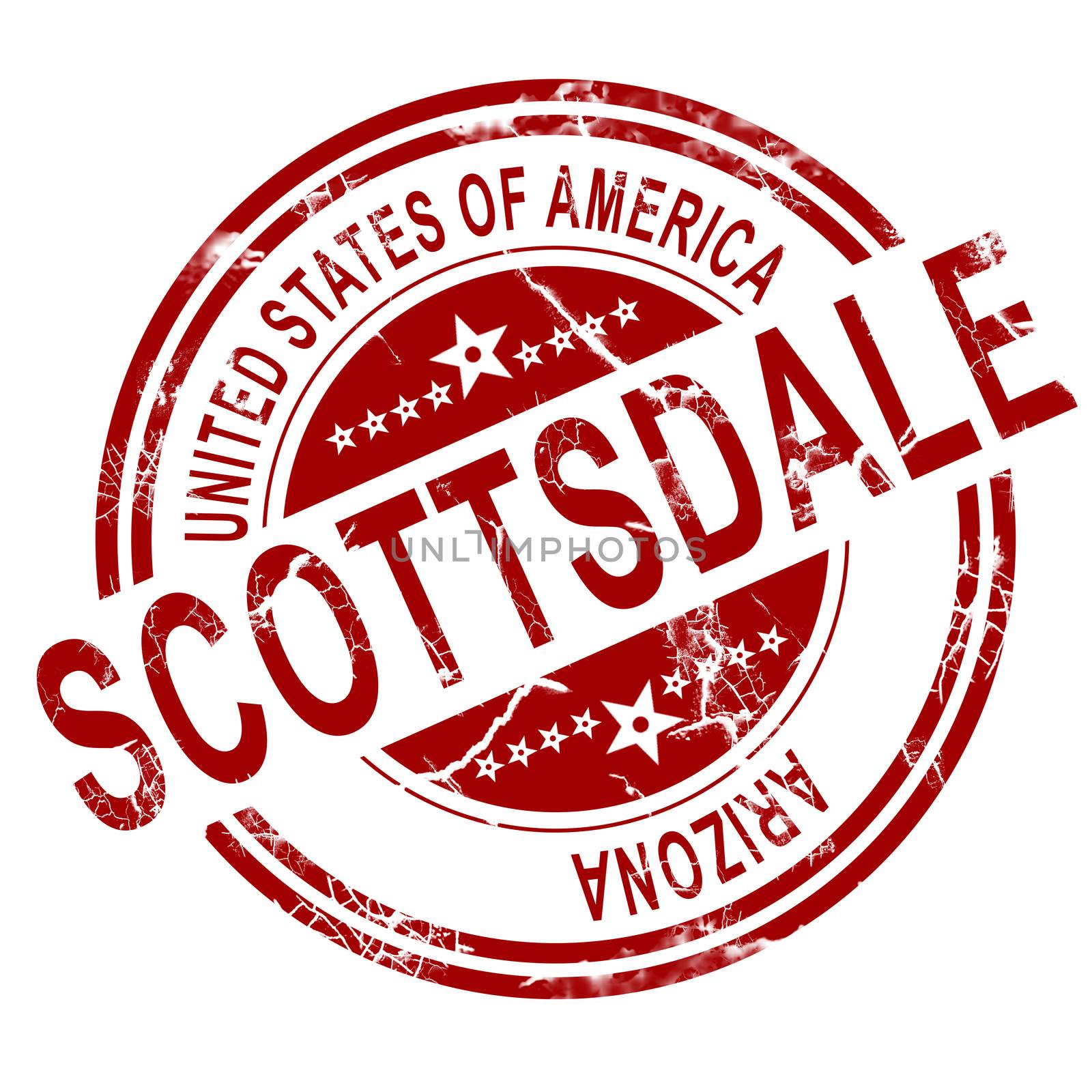 Red Scottsdale stamp with white background, 3D rendering