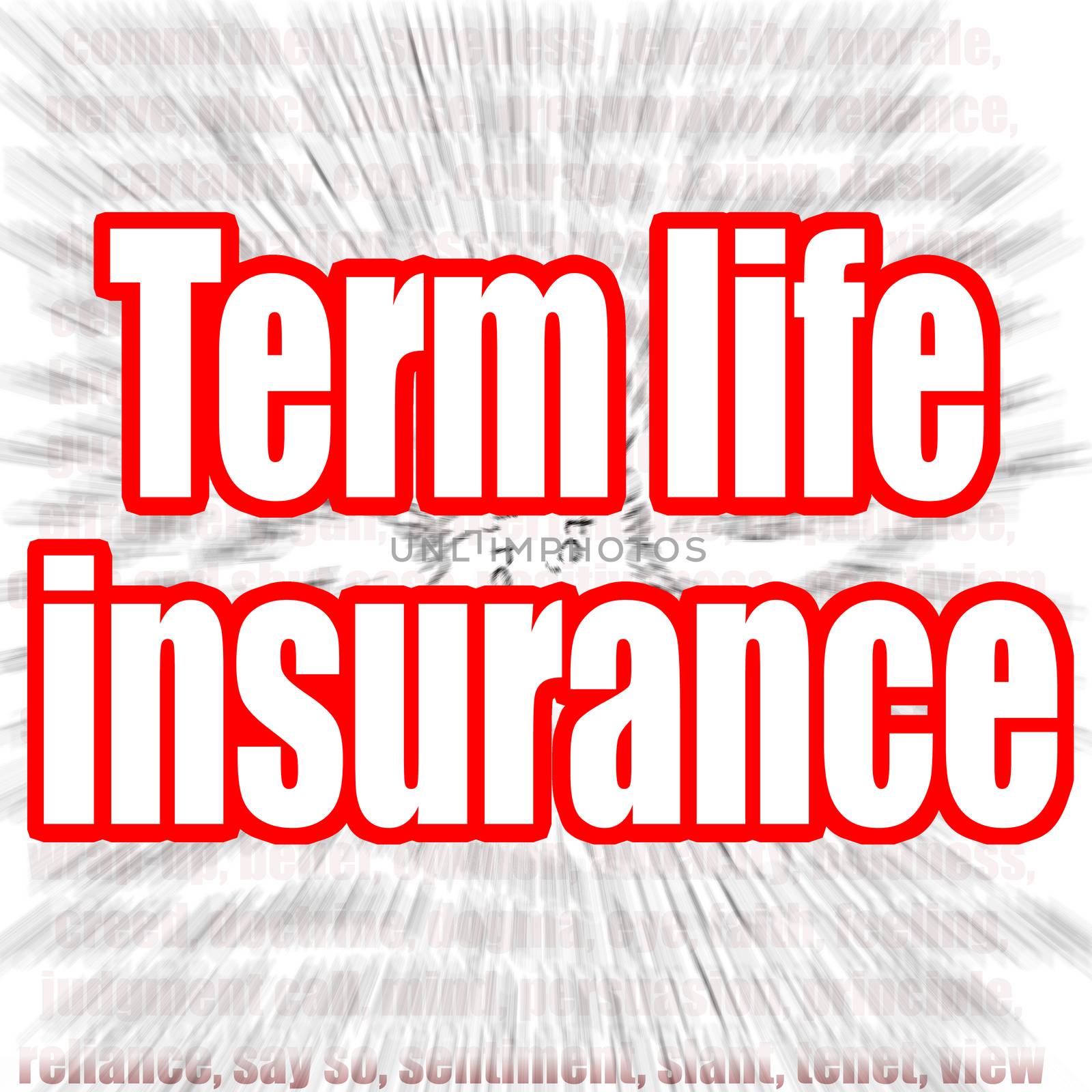 Term life insurance word with zoom in effect by tang90246