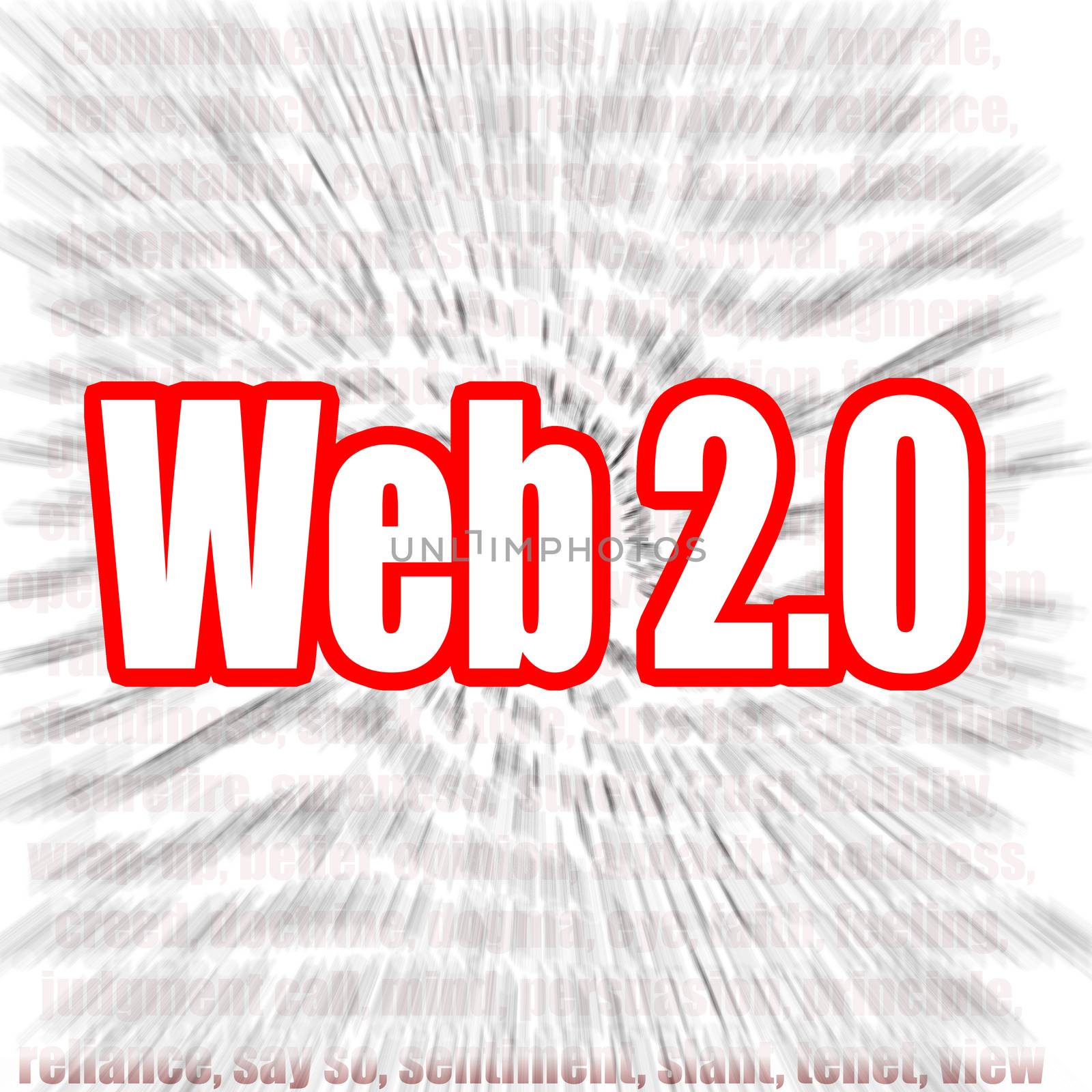 Web 2.0 word with zoom in effect as background by tang90246