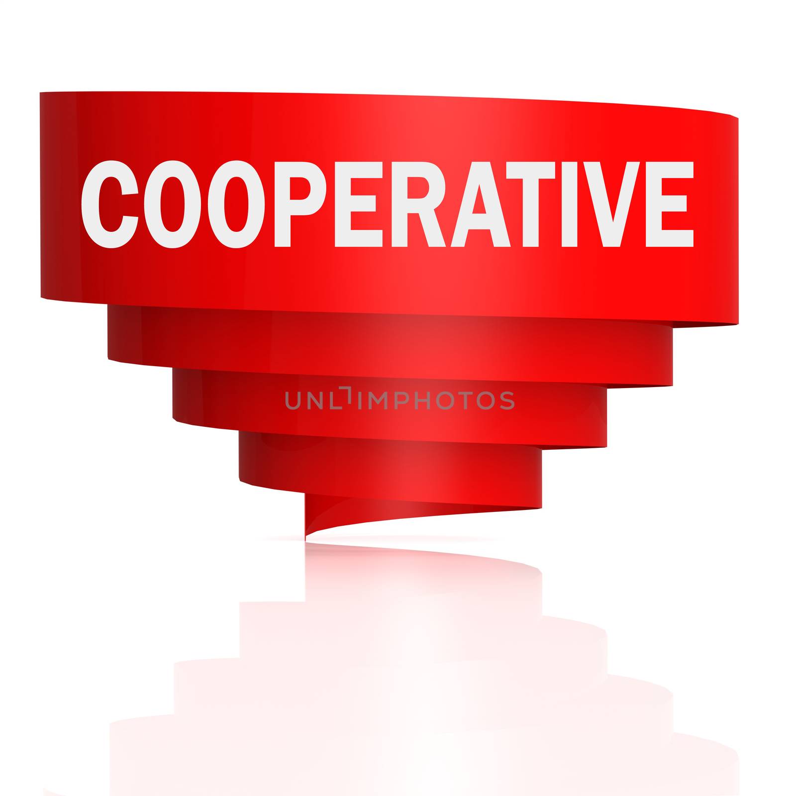 Cooperative word with curve banner, 3D rendering
