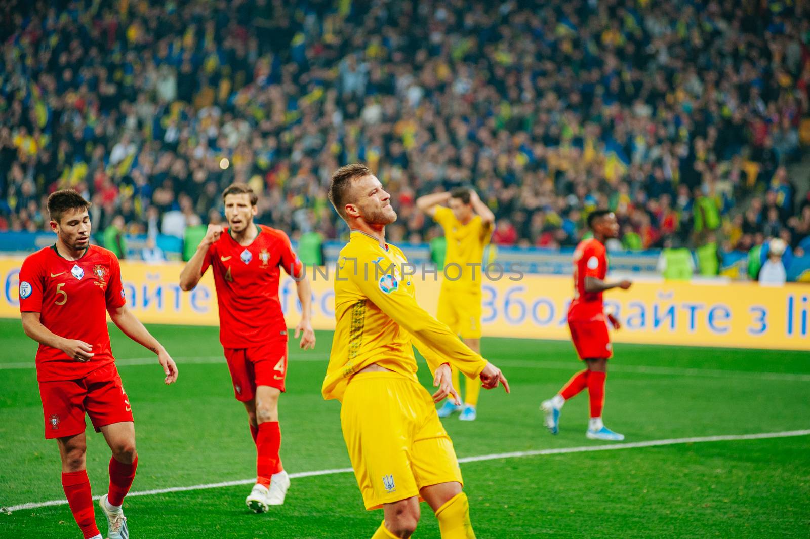 Football match of the qualifying EURO 2020 Ukraine vs Portugal at the Olympic Stadium by Vitleo