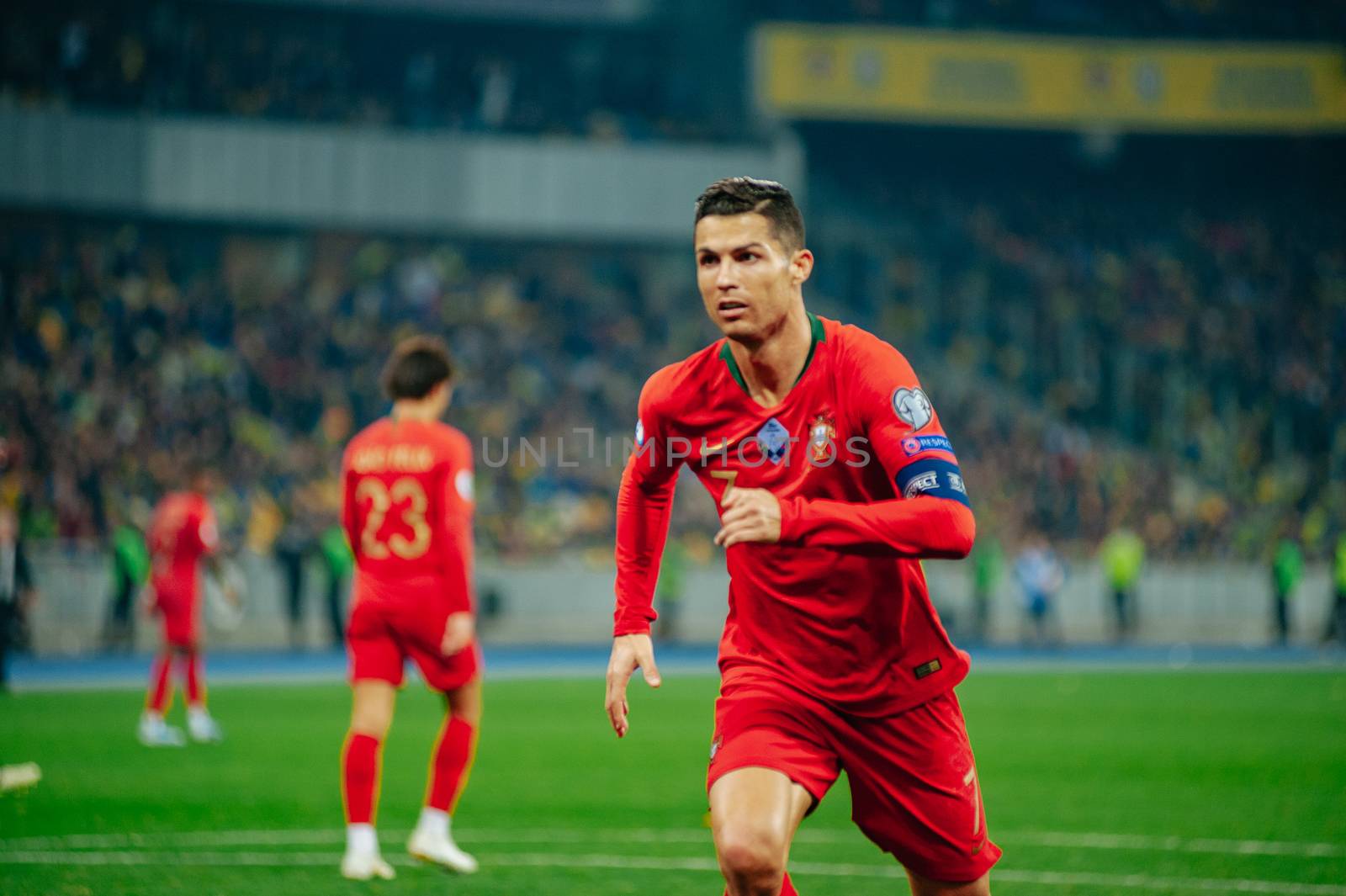 Football match of the qualifying EURO 2020 Ukraine vs Portugal at the Olympic Stadium by Vitleo