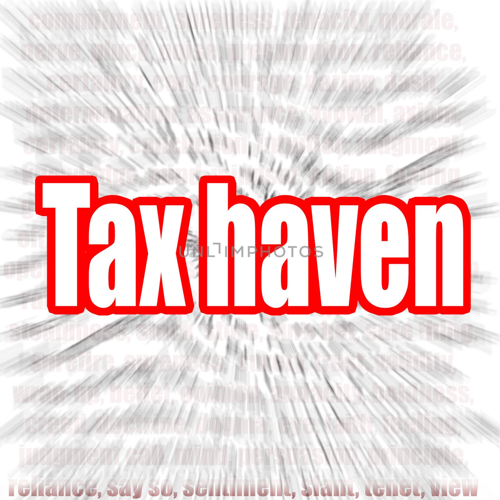 Tax haven word with zoom in effect as background, 3D rendering