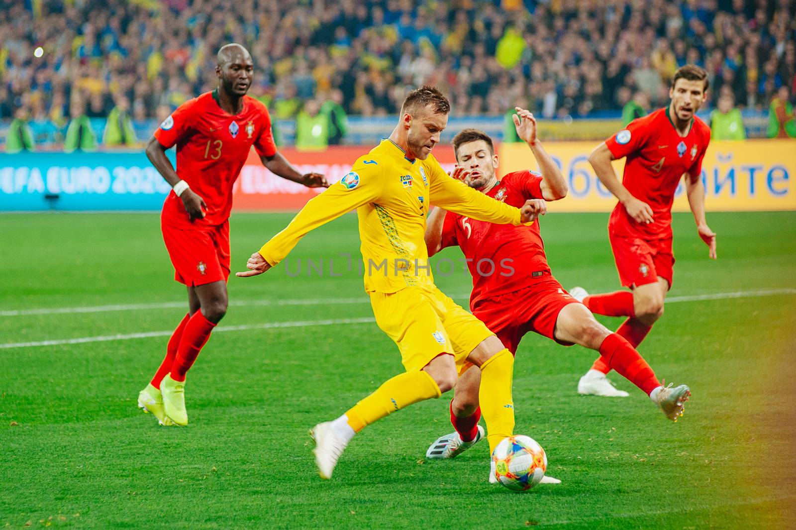 Football match of the qualifying EURO 2020 Ukraine vs Portugal at the Olympic Stadium by Vitleo