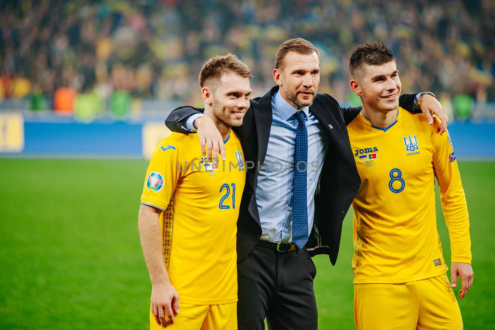 Kyiv, Ukraine - October 14, 2019: Andriy Shevchenko, head coach (manager) of Ukraine national football team before match of the qualifying EURO 2020 vs Portugal at the Olympic Stadium