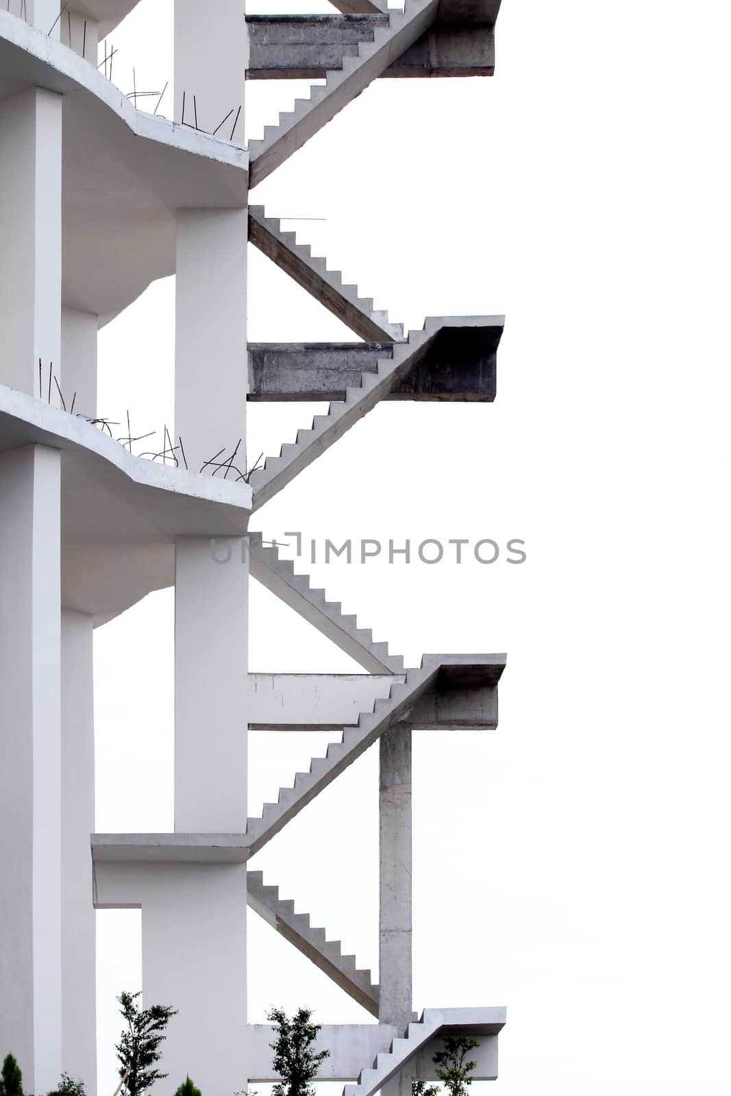 Staircase at Building, Building Construction site on white background by cgdeaw