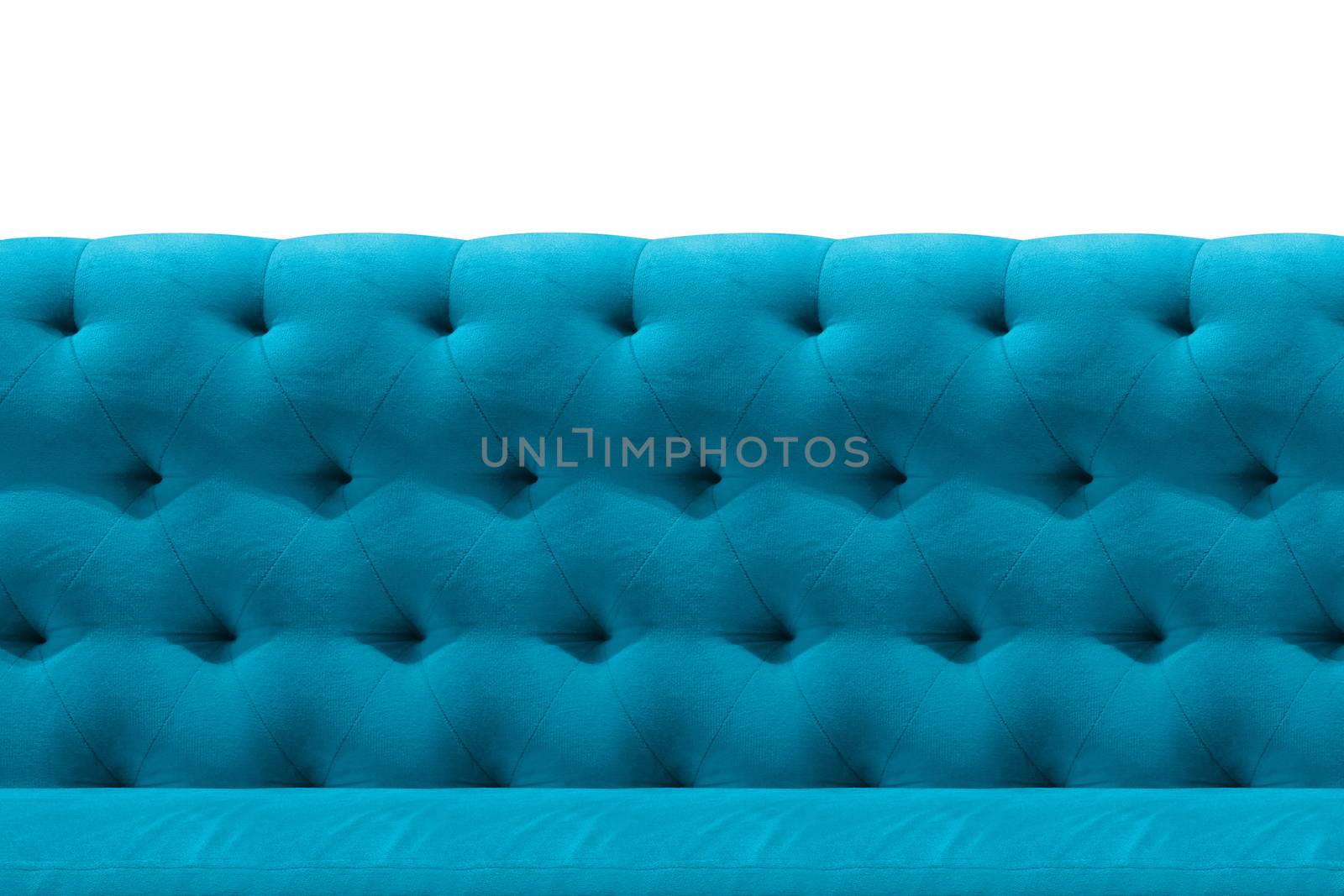 Luxury Light Blue sofa velvet cushion close-up pattern background on white