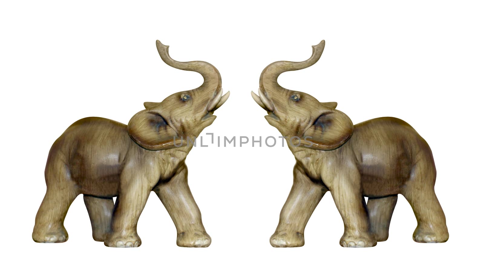 Statue of two elephants, Elephant sculpture on white background